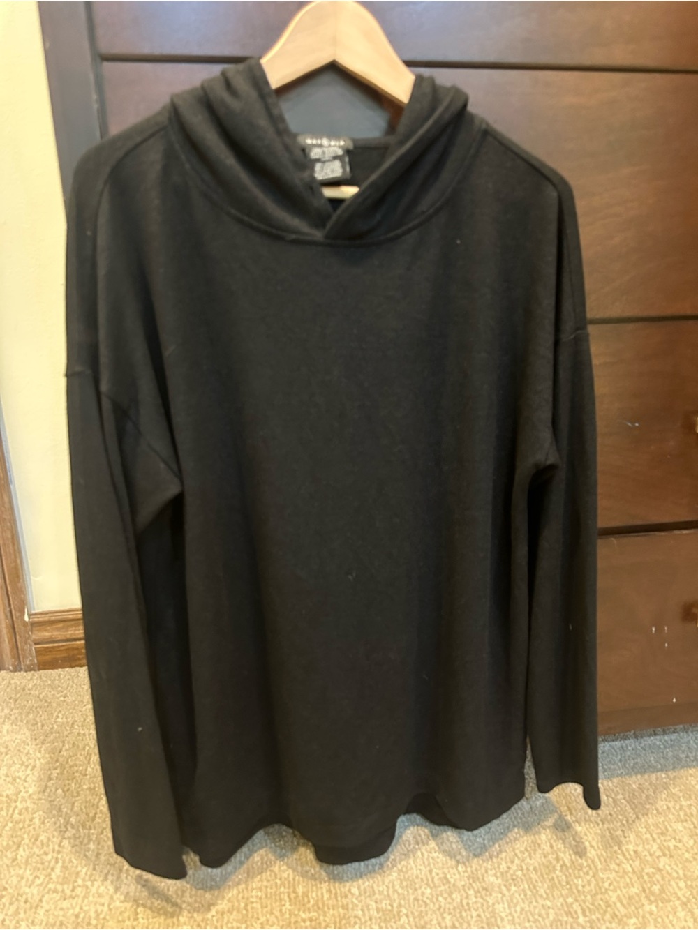 Women's Black Hooded Pullover Knit Size L